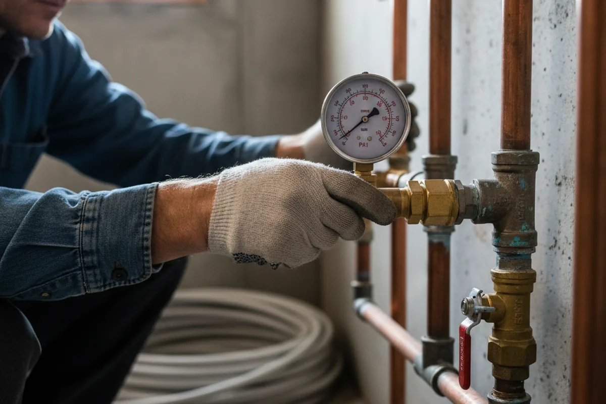Pressure testing a repaired line during Water Line Repair in Eads